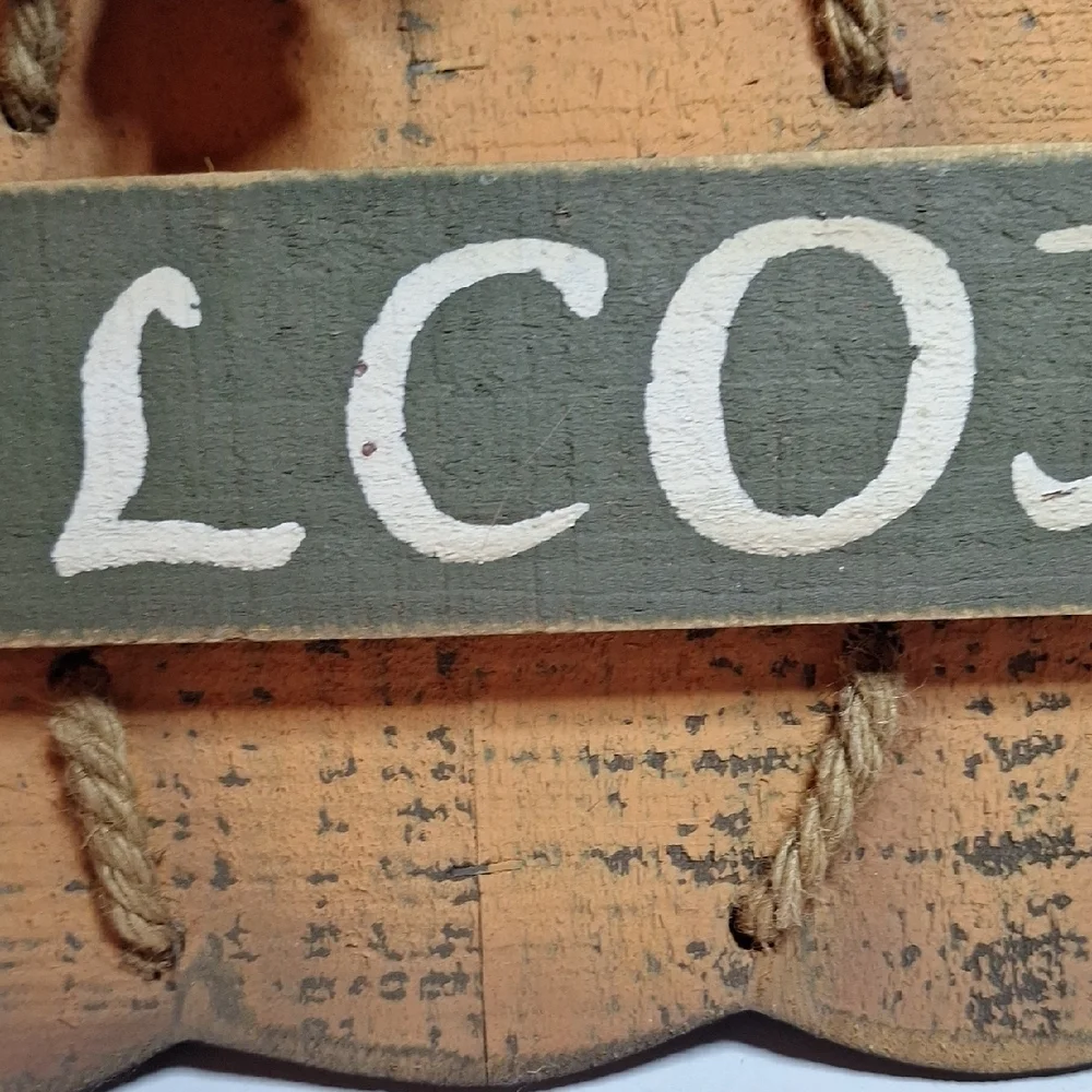 Rustic Pumpkin Welcome Sign Wood and Metal